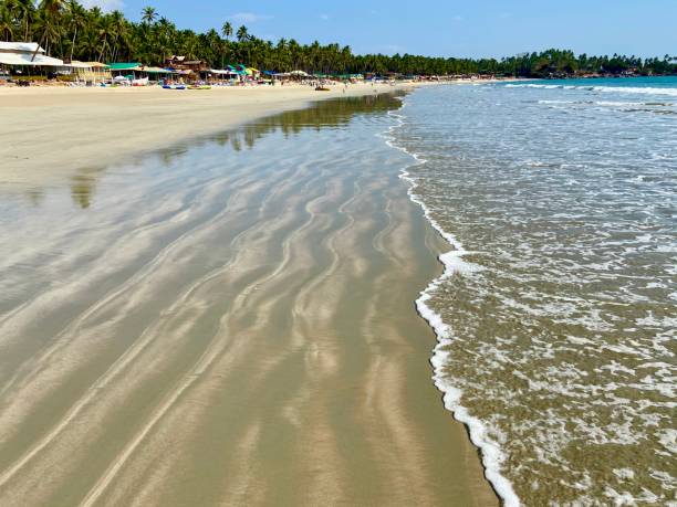 Wave patterns on sand at Palolem beach Goa.