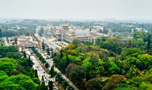 Aerial view of Bangalore city in south India